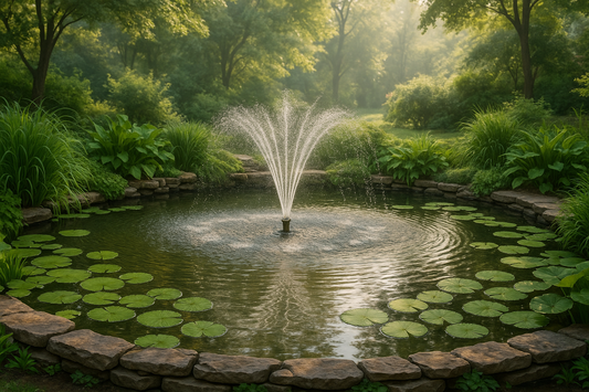 Pond Fountain In Pond Spraying