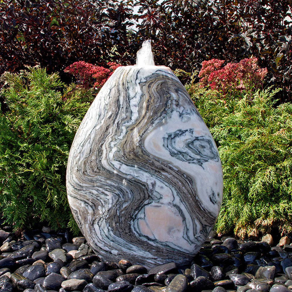 Almond-Shaped Pink Marble Stone Fountain