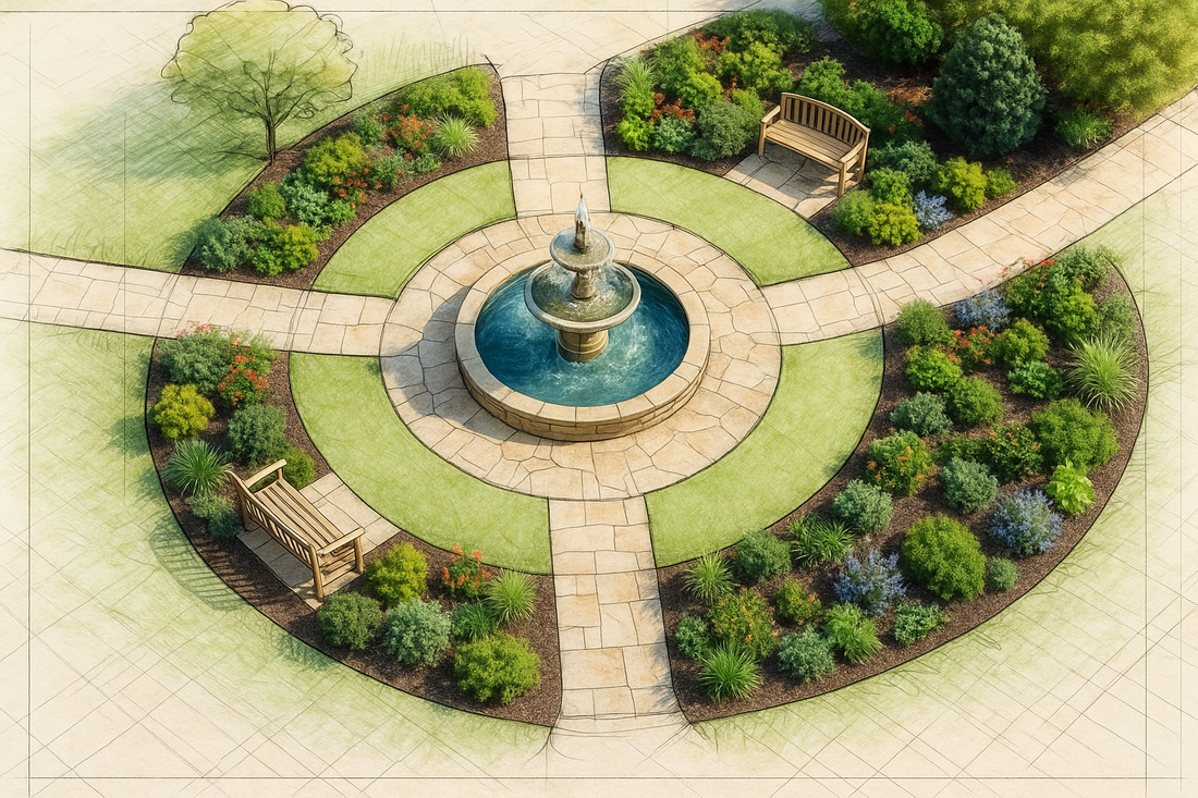 Fountain In the Middle Of A Garden