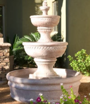 Garden Fountain Outdoor Fountains Concrete Three Tiered Sonoma Fountain w Basin